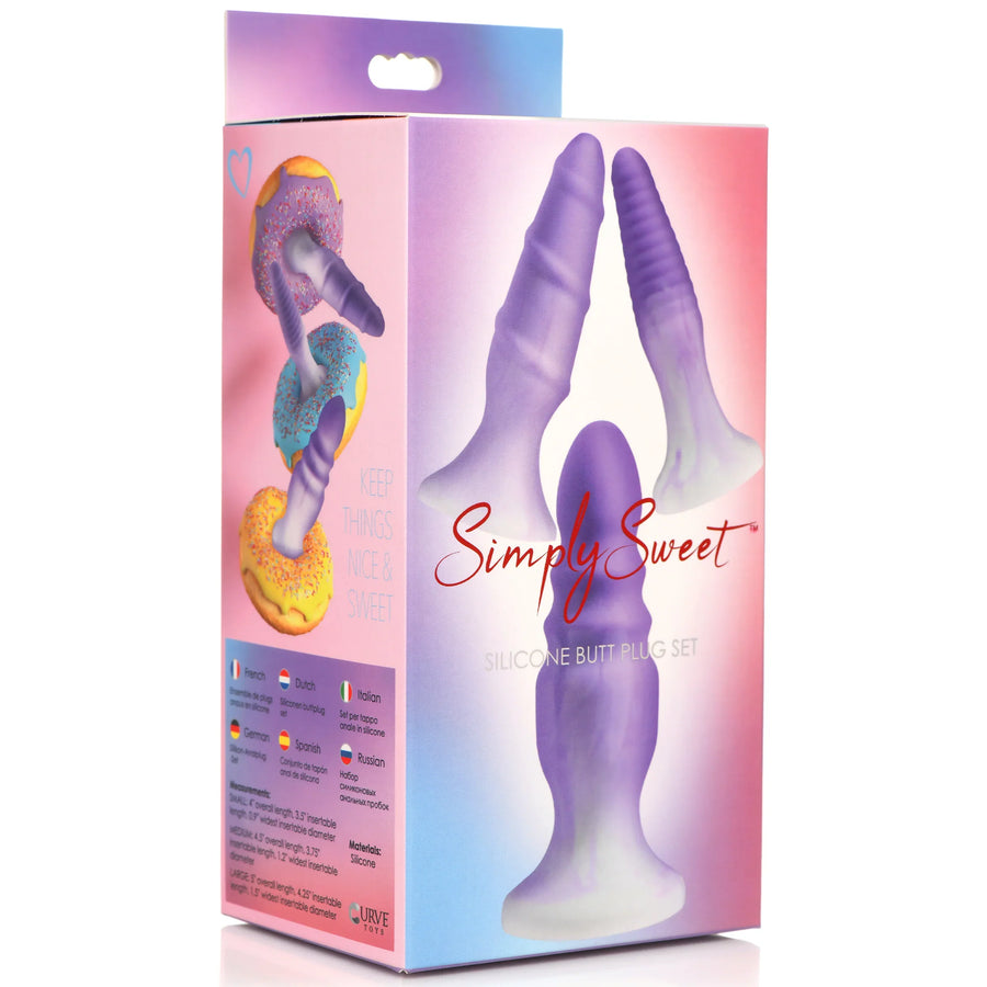 Simply Sweet 3-Piece Silicone Butt Plug Set - Purple