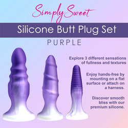 Simply Sweet 3-Piece Silicone Butt Plug Set - Purple