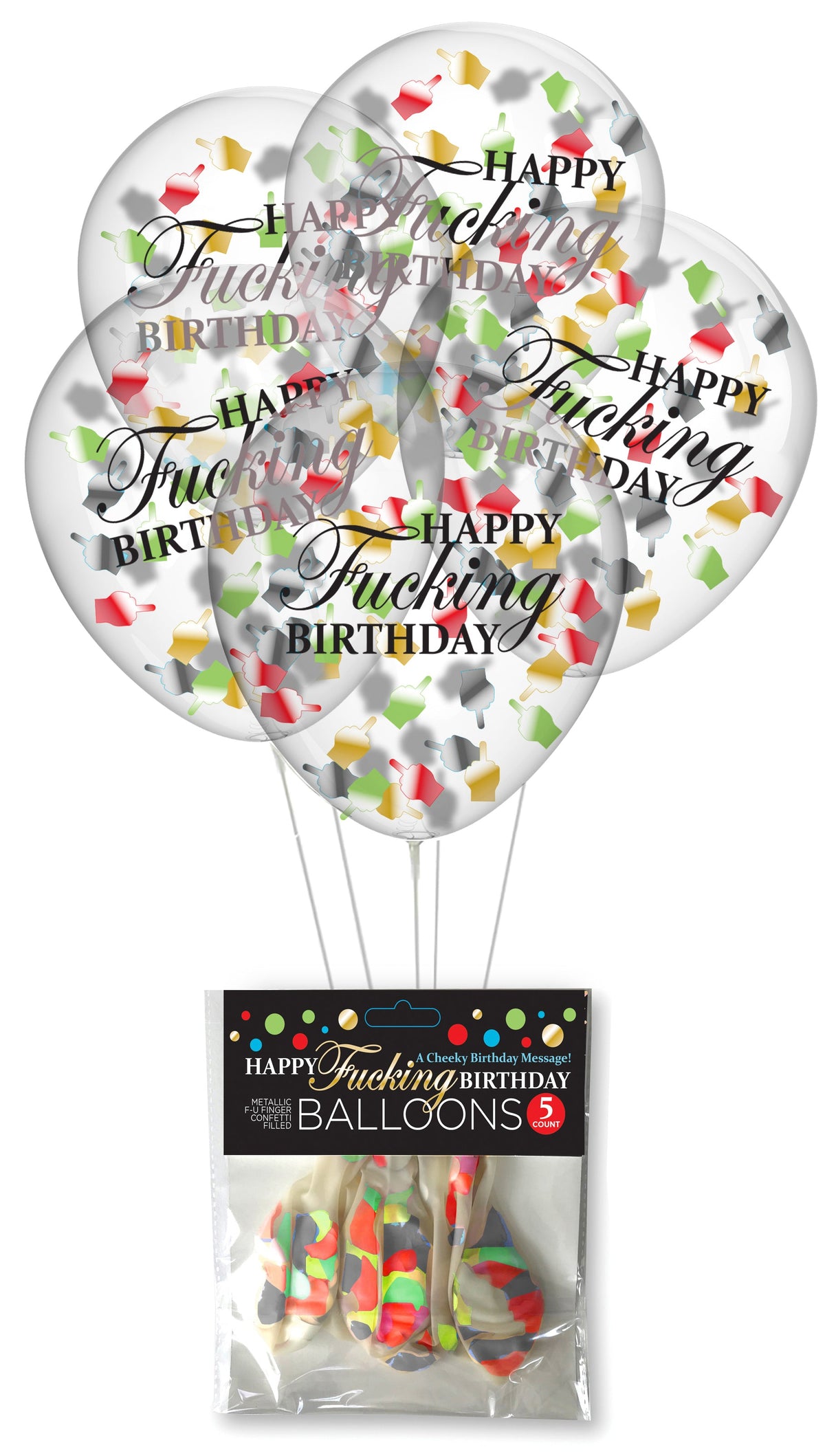 Happy F'ing Birthday Confetti Balloons 5-Pack