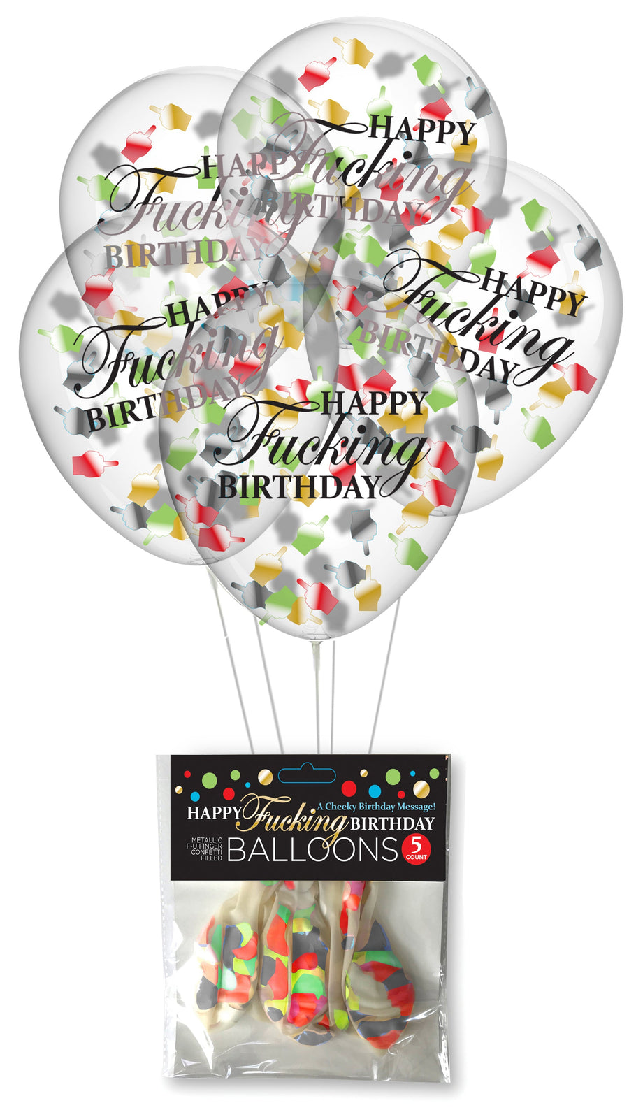 Happy F'ing Birthday Confetti Balloons 5-Pack