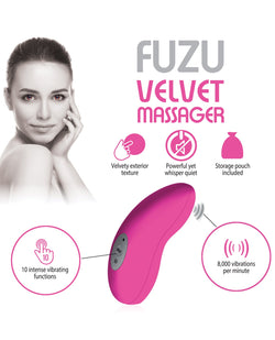 Fuzu Velvet Vibrating Palm Massager Neon Pink