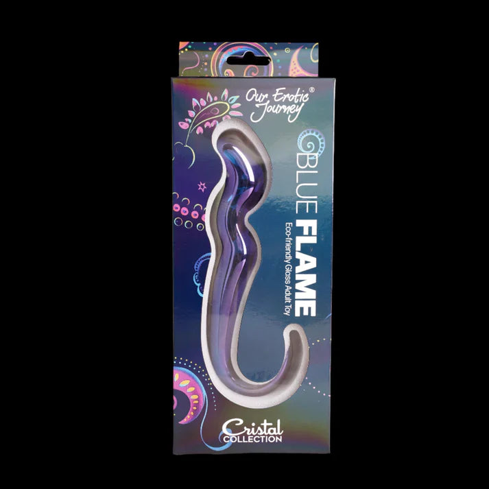 Blue Flame Curved Glass Dildo 10"