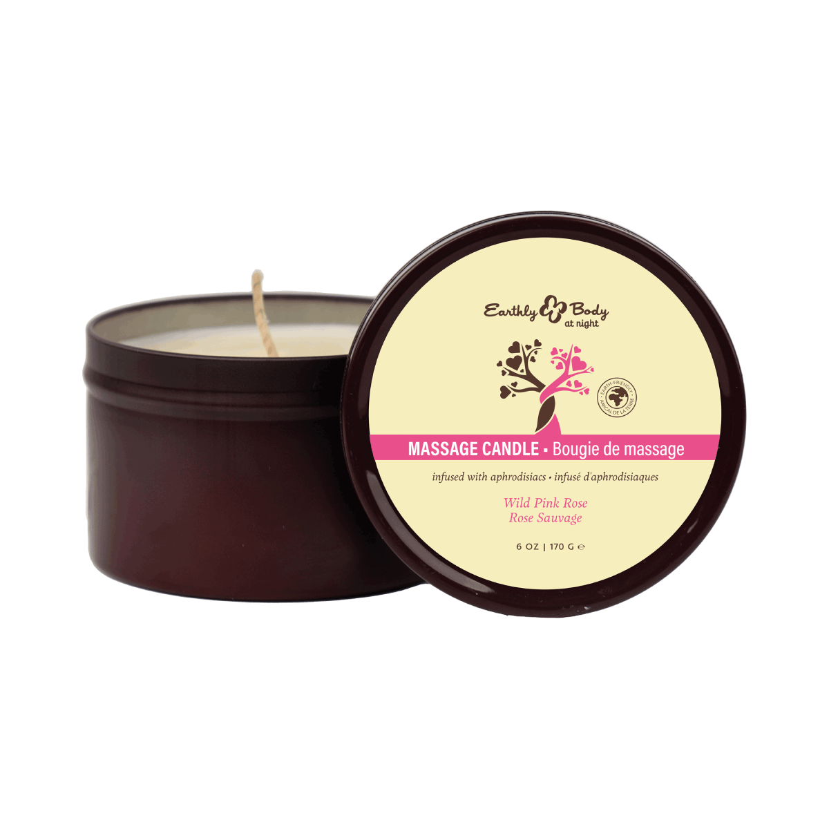 Earthly Body at Night Aphrodisiac Candle 6 oz Wild Pink Rose Scent