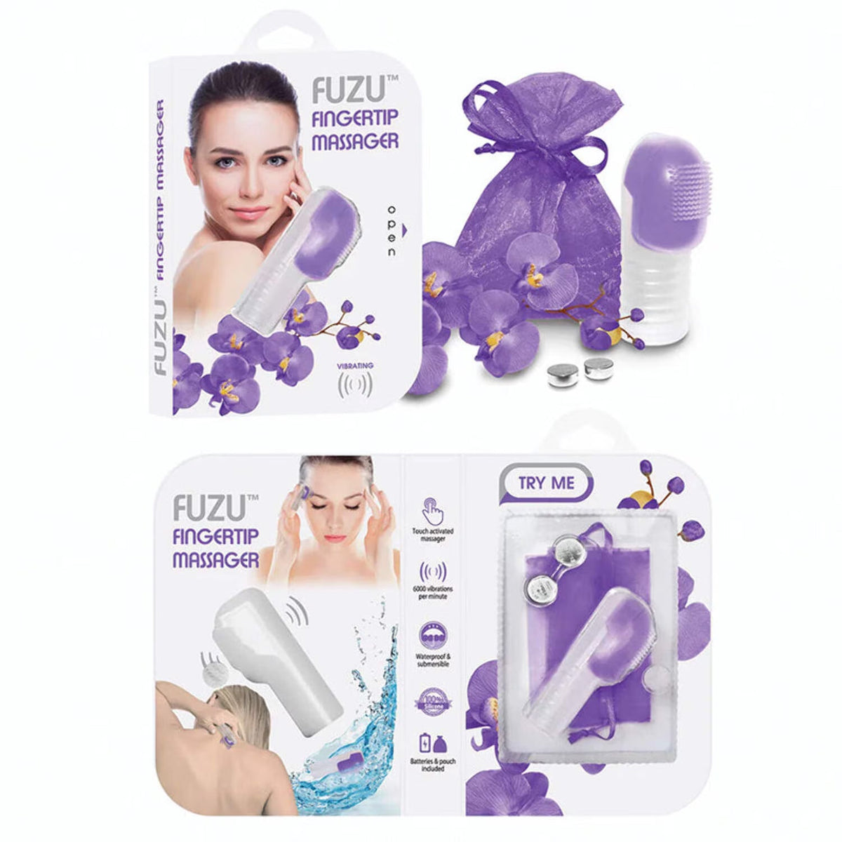 FUZU Vibrating Fingertip Massager - Neon Purple