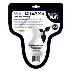 Wet Dreams Triple Play Butt Plug Black