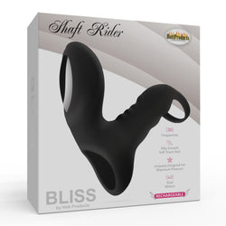 Bliss Shaft Rider Rechargeable Vibrating Cock Ring Black