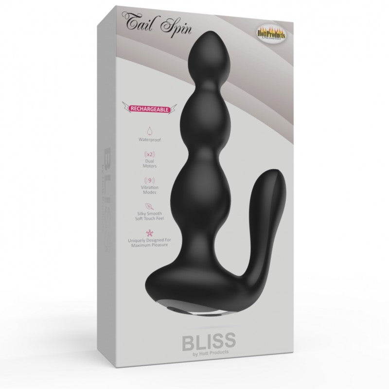 Bliss Tail Spin Beaded Anal Vibe Black