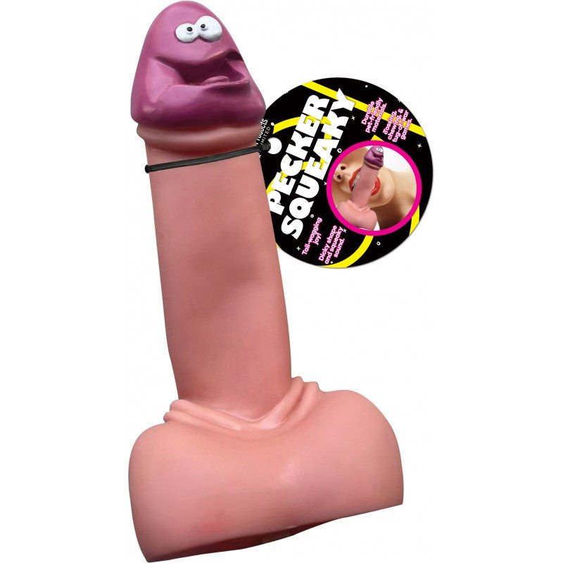 Pink novelty product with a label on a white background