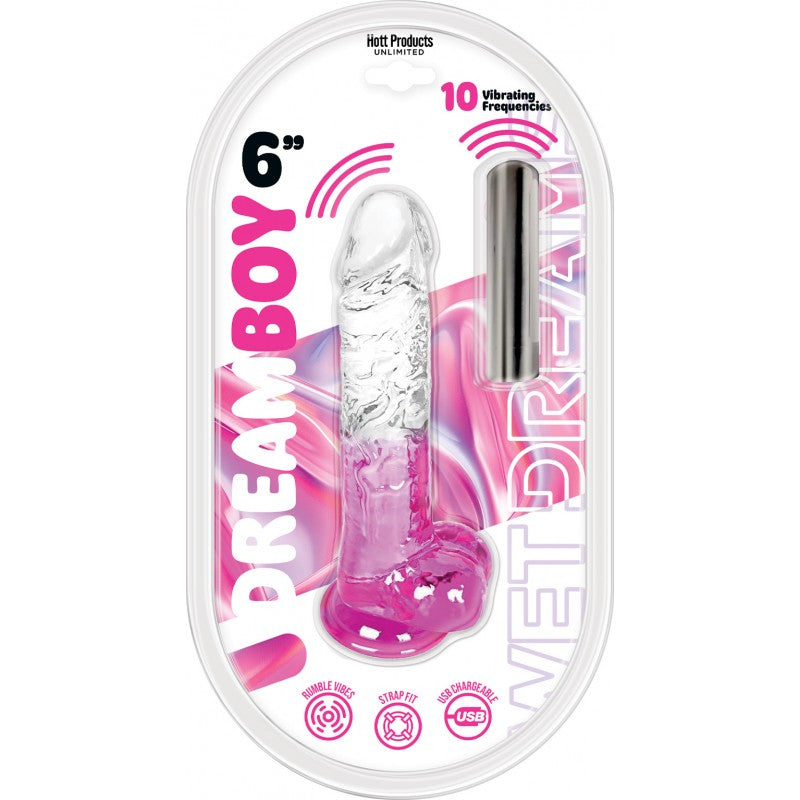 Dream Boy 6" Jelly Vibrator Clear/Magenta