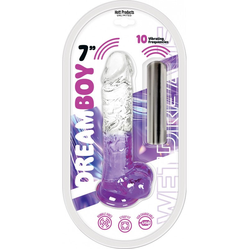 Dream Boy 7" Jelly Vibrator Clear/Lavender