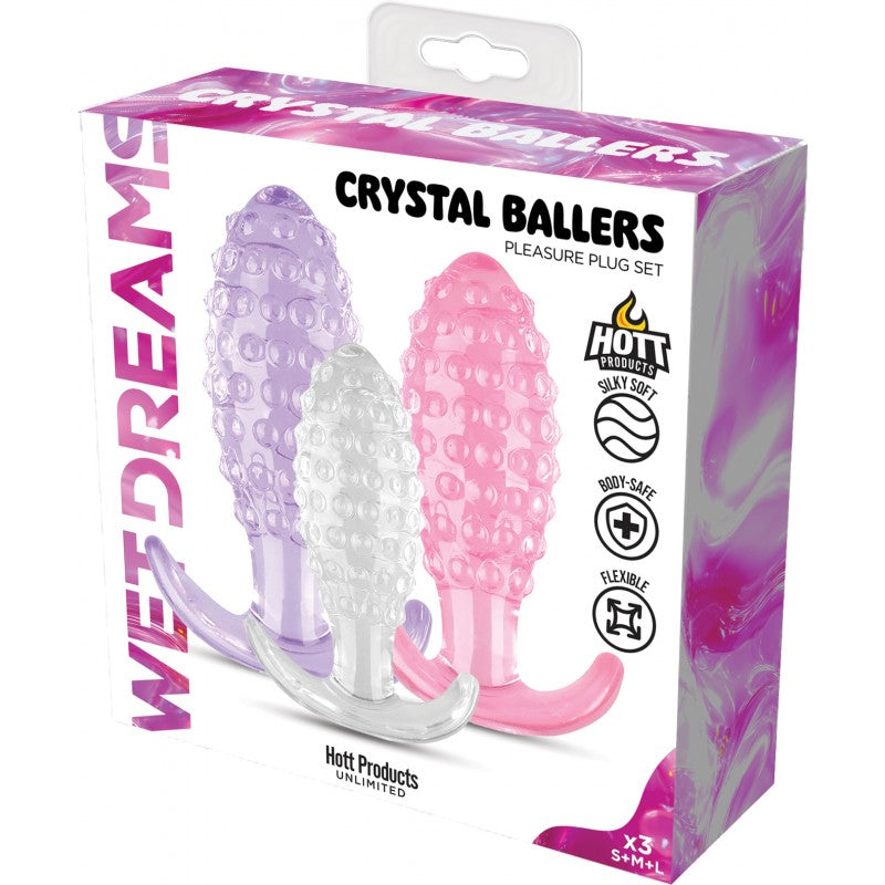 Wet Dreams Crystal Ballers Anal Plugs 3-Piece
