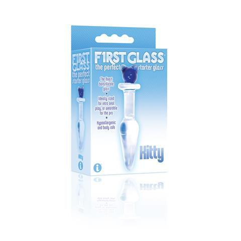 First Glass Kitty Love Glass Butt Plug Blue