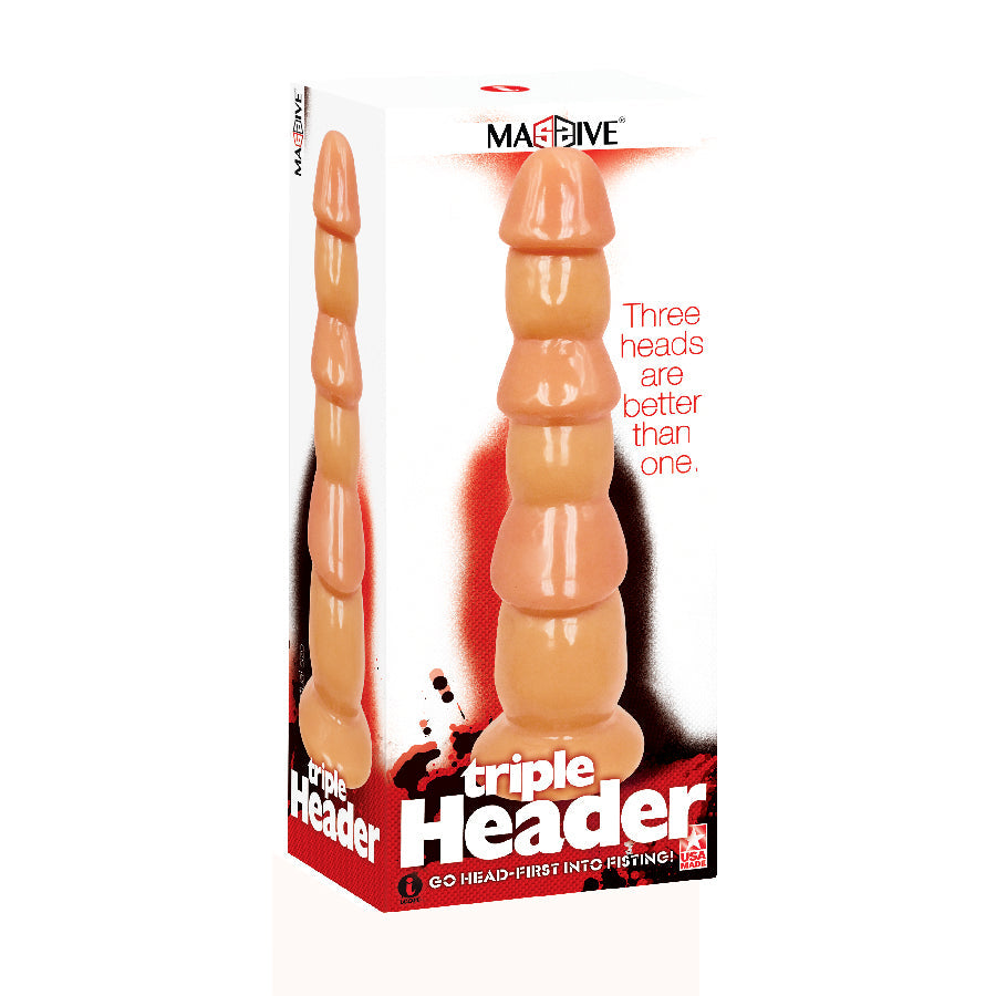 Massive Triple Header 3-Head Dildo 12"