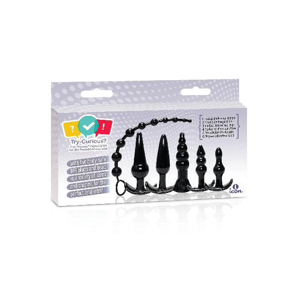 Try-Curious Anal Plug Starter Kit Black
