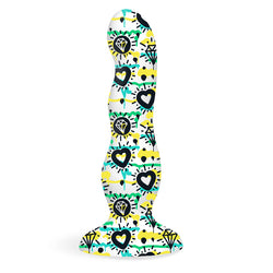 Diamonds & Hearts Silicone Curvy Dildo 7"