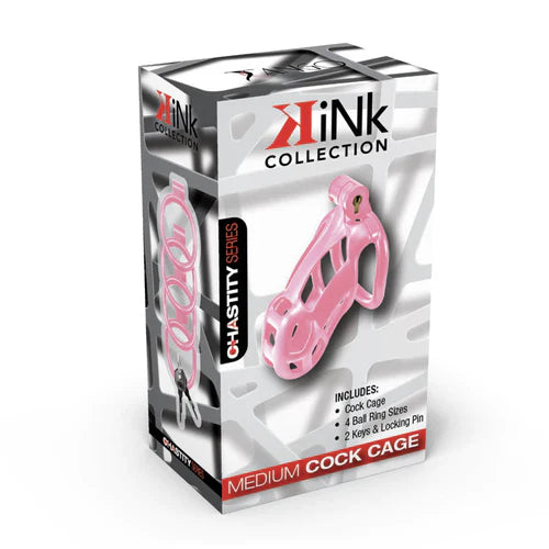 Kink Chastity Locking Cock Cage Medium Pink