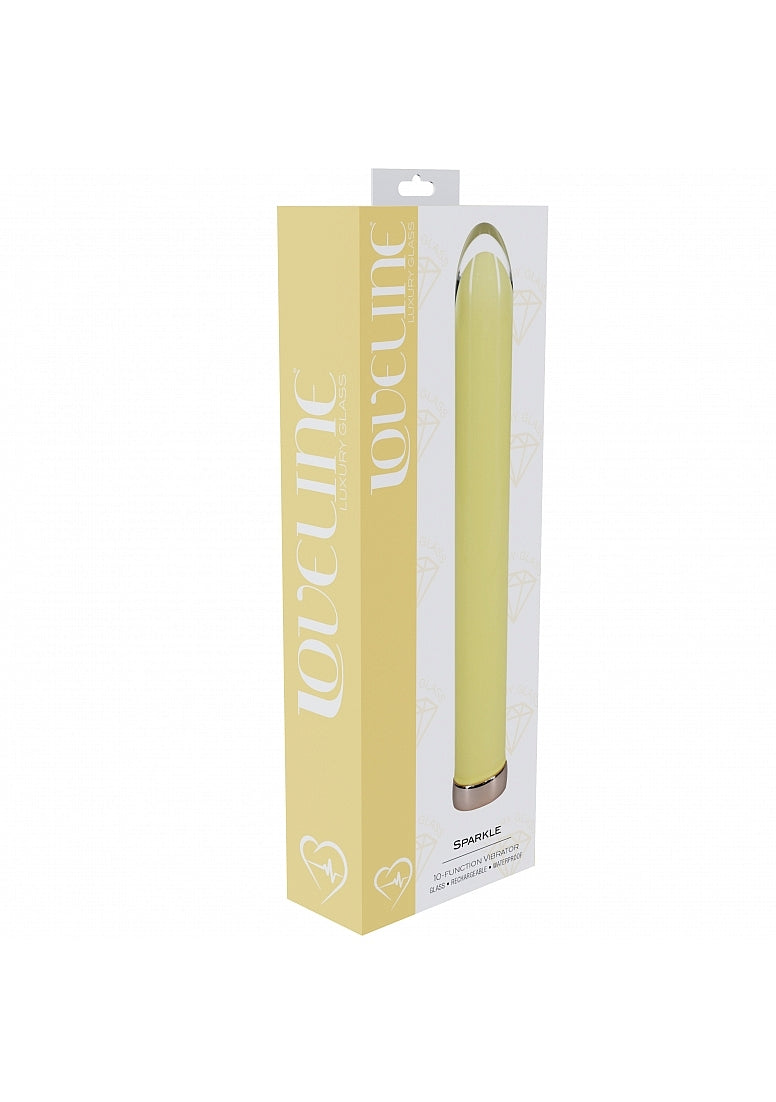 LoveLine - Glass - Sparkle - Rechargeable - 10 Function - 6.3" Vibrator - Yellow