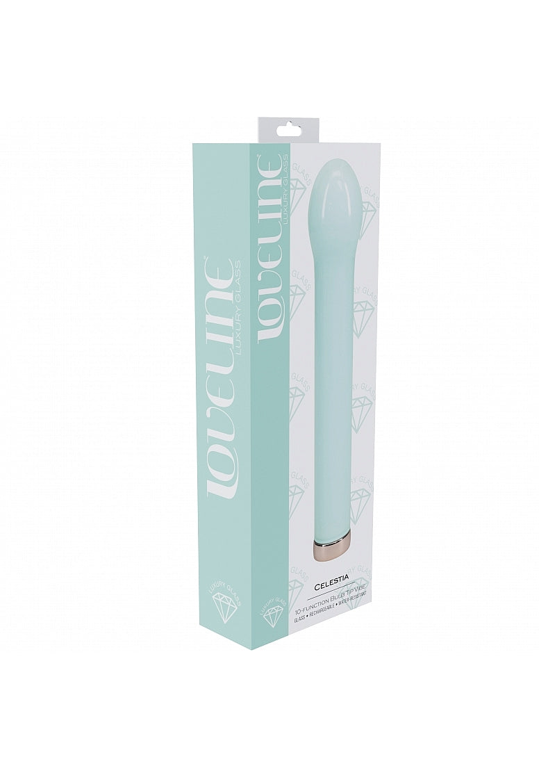 LoveLine - Glass - Celestia - Rechargeable - 10 Function - 6.3" Bulb Tip Vibrator - Green