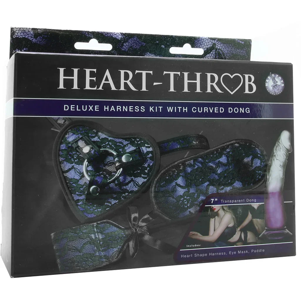 Heart-On Deluxe Harness Kit & Curved Dildo in Purple