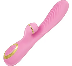 Vibes of NY Ribbed Suction Massager Pink