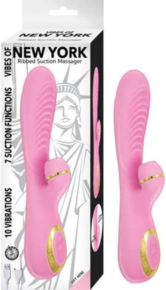 Vibes of NY Ribbed Suction Massager Pink