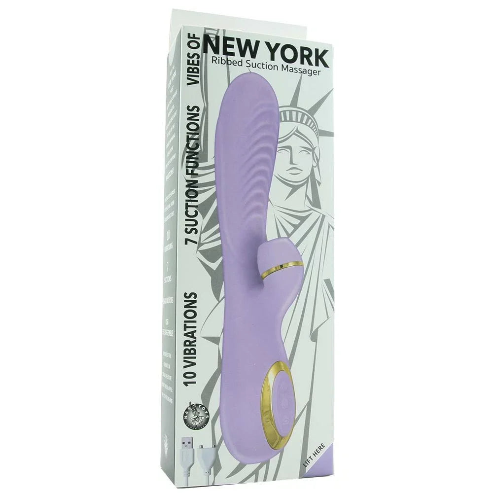 Vibes of New York - Ribbed Suction Massager, Purple