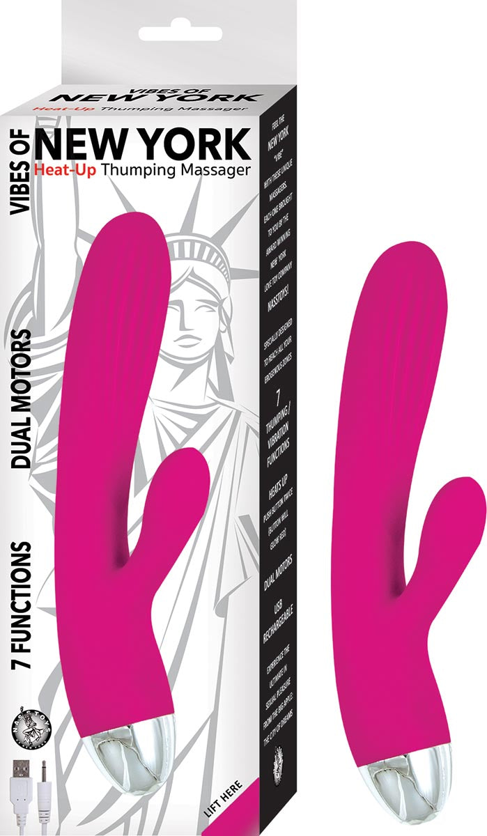 Vibes of NY Heat Up Thrusting Massager Pink