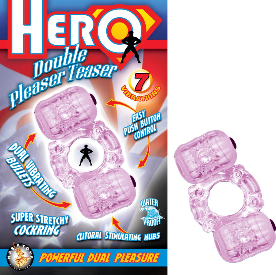 Hero Double Pleaser Teaser Cock Ring Purple