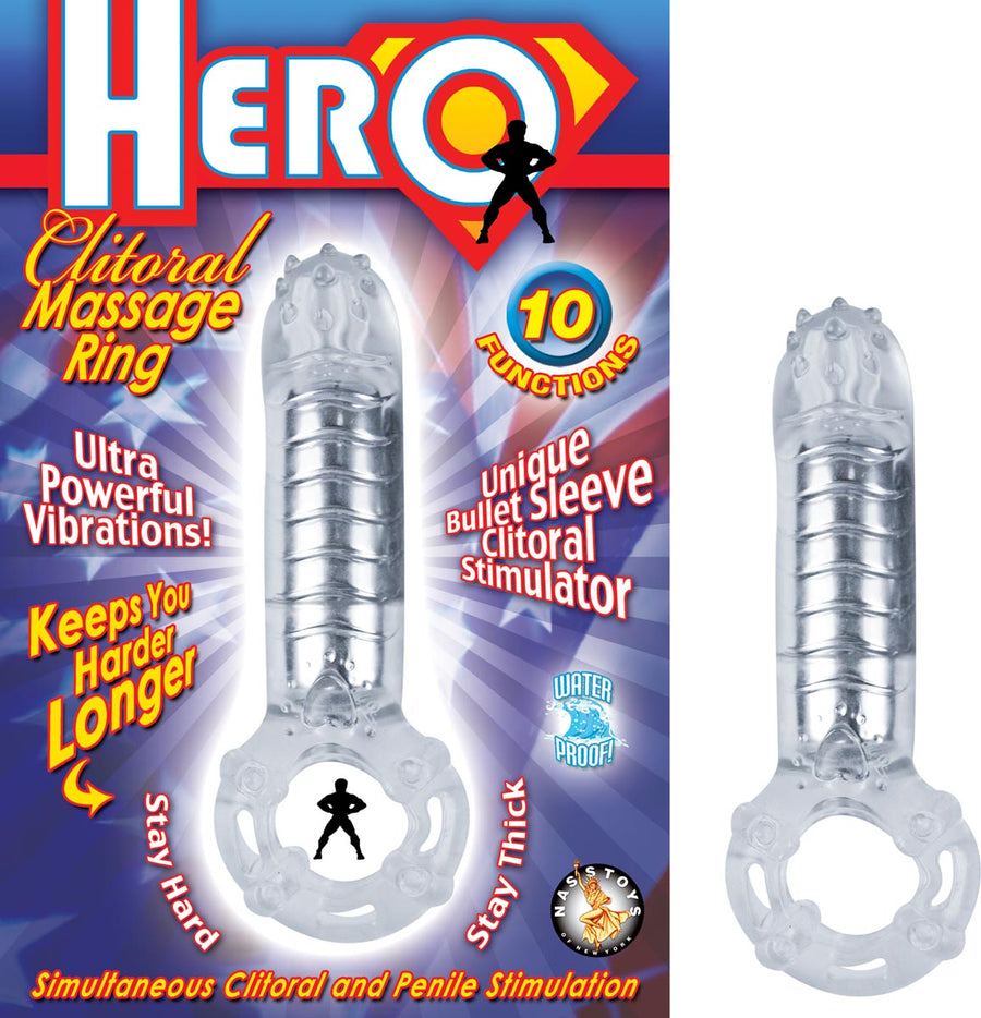 Hero Cock Ring Clitoral Massager Clear