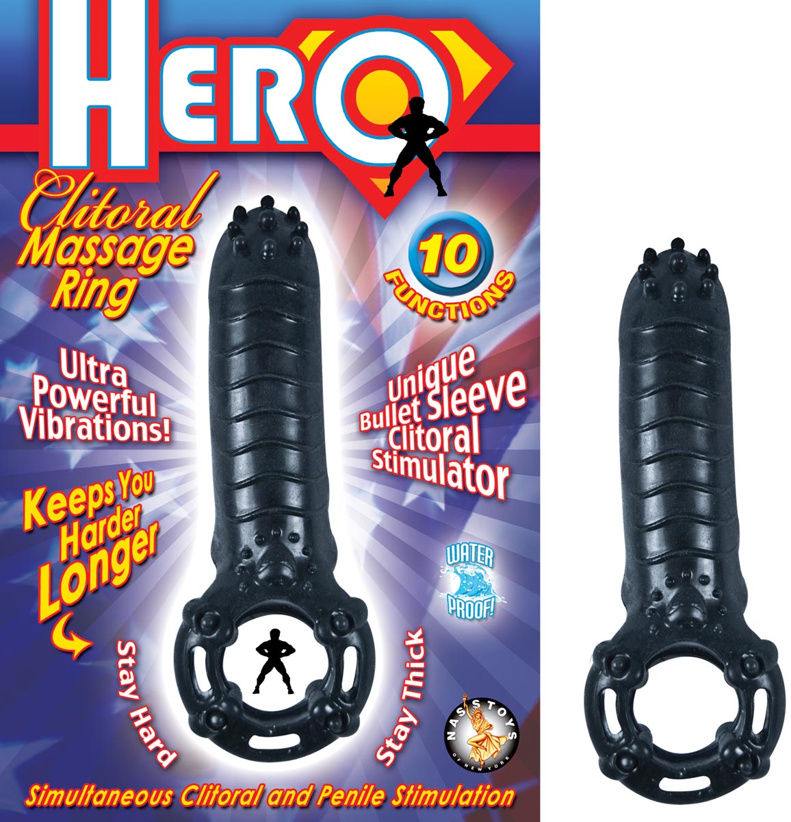 Hero Cock Ring Clitoral Massager Black