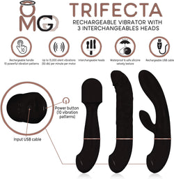 OMG Trifecta Vibrator 3 Heads - Black