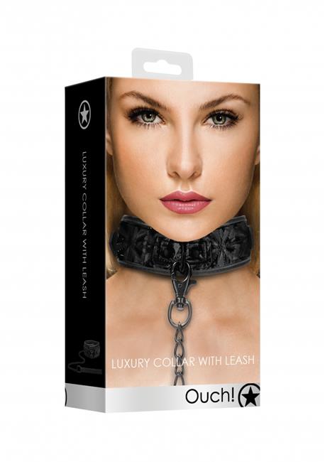 Ouch! Luxury Collar with Leash Black
