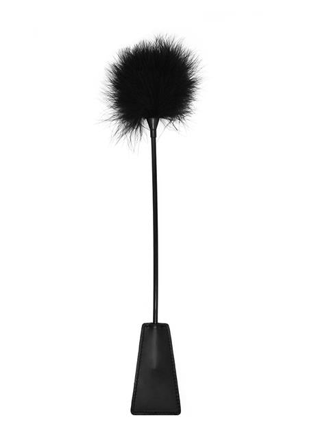 Ouch! Crop with Feather Black