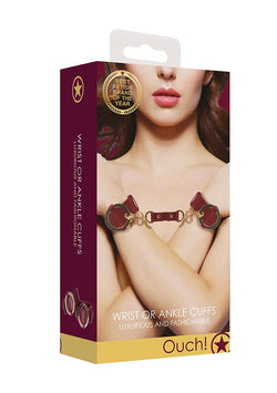 Ouch! Halo Wrist Ankle Cuffs Burgundy