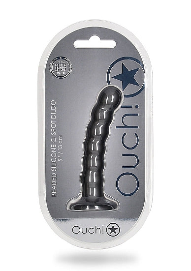 Ouch! Beaded G-Spot Dildo Gun Metal 5"