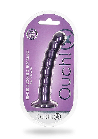 Ouch! Beaded G-Spot Dildo Metallic Purple 6.5"