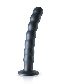 Ouch! Beaded G-Spot Dildo Gun Metal 8"