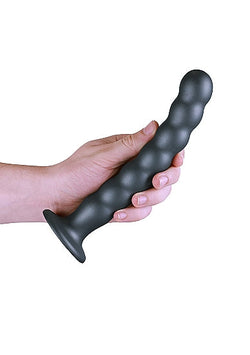 Ouch! Beaded G-Spot Dildo Gun Metal 8"