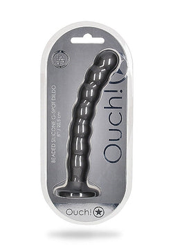 Ouch! Beaded G-Spot Dildo Gun Metal 8"