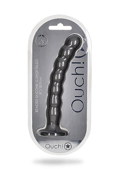Ouch! Beaded G-Spot Dildo Gun Metal 8"