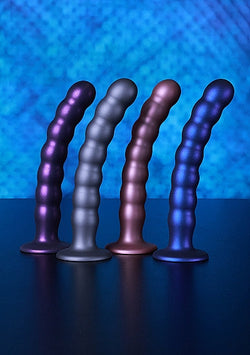 Ouch! Beaded G-Spot Dildo Metallic Purple 6.5"