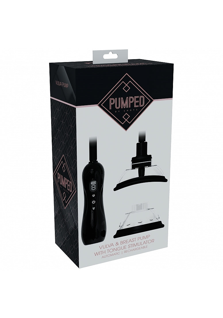 Pumped - Automatic Rechargeable Vulva and Breast Pump with Rotating & Vibrating Tongue - Black