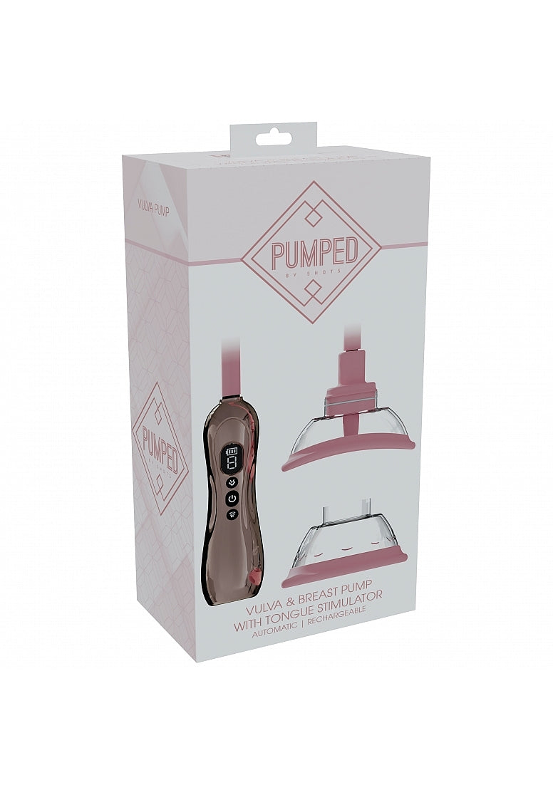 Pumped - Automatic Rechargeable Vulva and Breast Pump with Rotating & Vibrating Tongue - Rose