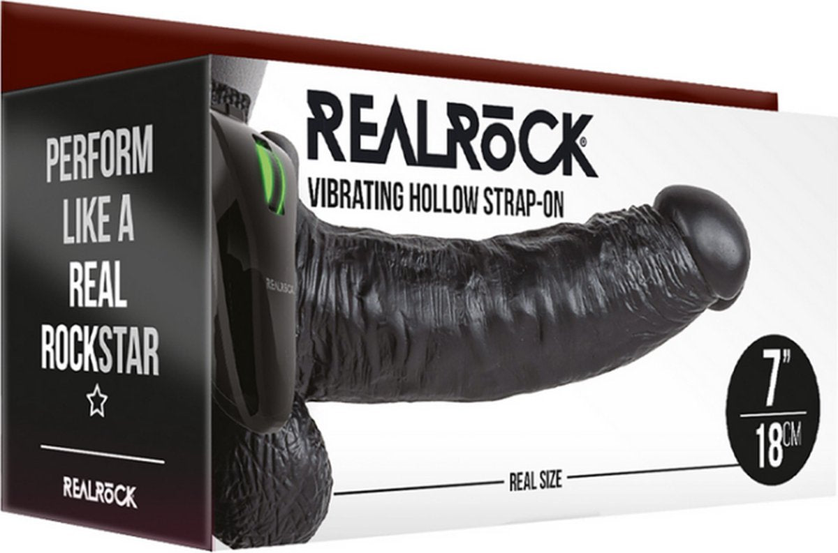 RealRock Hollow Strap-On Balls Black