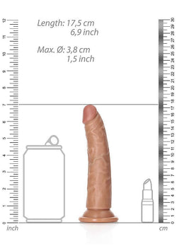 Realrock Slim Dildo Suction Cup Tan 6"