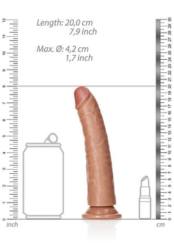 Realrock Slim Dildo Suction Cup Tan 7"