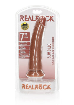 Realrock Slim Dildo Suction Cup Tan 7"