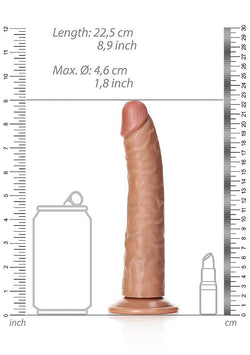 Realrock Slim Dildo Suction Cup Tan 8"