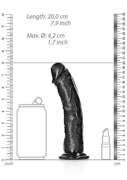 Realrock Curved Realistic Dildo Suction Cup Black 7 inch