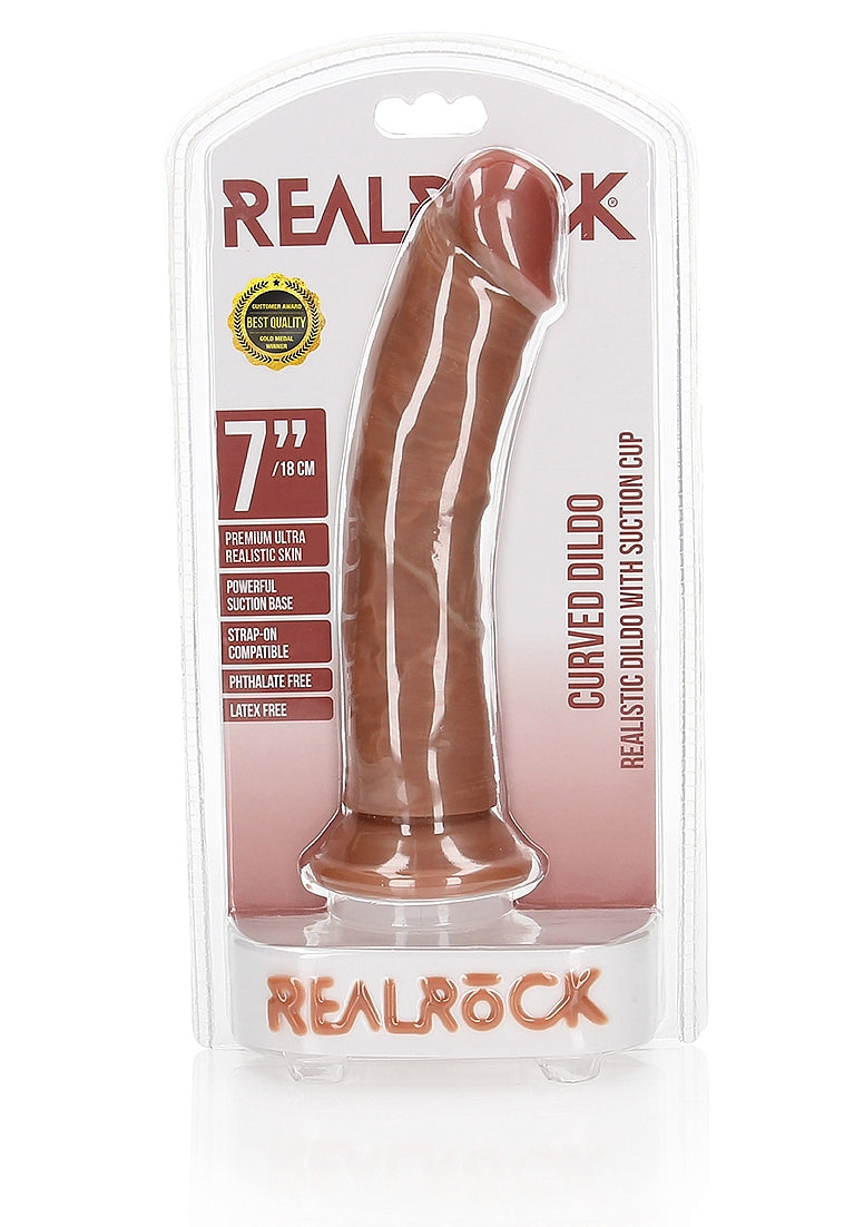 Realrock Curved Dildo Suction Cup Tan 7"